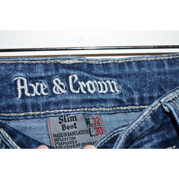 Axe And Crown Mens 32x27 Boot Slim Denim Jeans Embroidered used - Picture 5 of 10